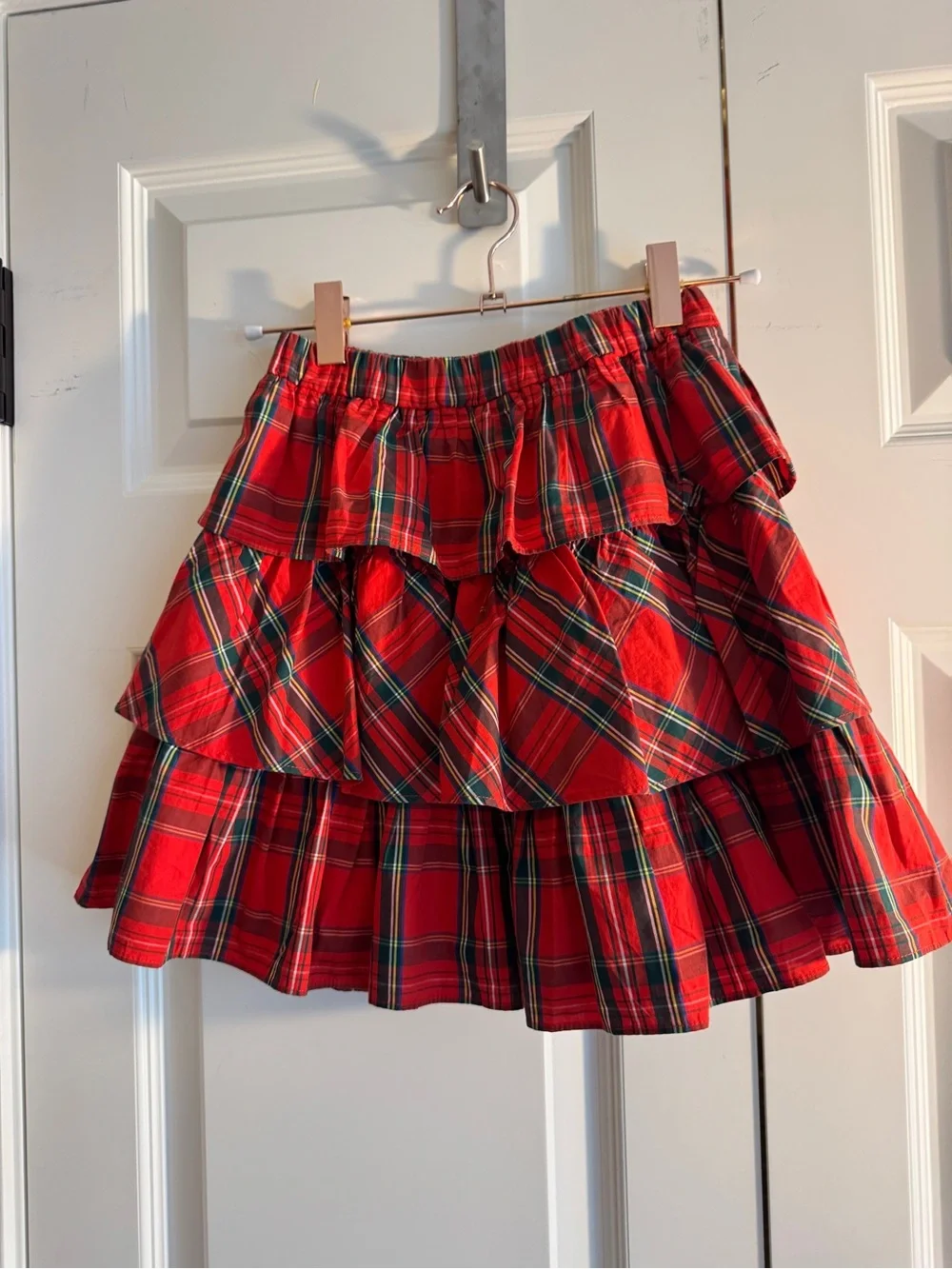 Crewcuts J.Crew NWT Girls Tiered Red Tartan Plaid Ruffle Skirt Size Large 10-12